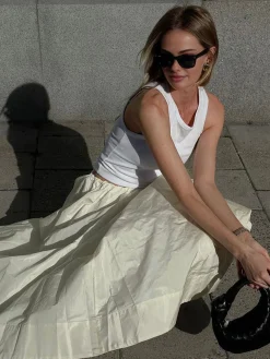 Best Creamy Leisure Midi Skirt Skirts|Bottoms