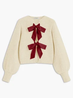 Online Crew Neck Bow Knit Top Sweater Tops|Sweaters & Cardigans
