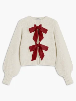 Crew Neck Bow Knit Top Sweater Tops|Sweaters & Cardigans