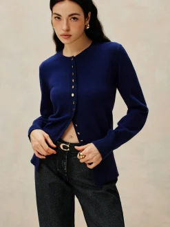 Sale Crew Neck Breasted Jersey Cardigan Cardigans|Sweaters & Cardigans