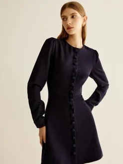 Outlet Crew Neck Breasted Slim Dress Casual Dresses|Short Dresses