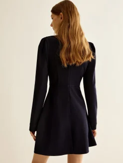 Outlet Crew Neck Breasted Slim Dress Casual Dresses|Short Dresses