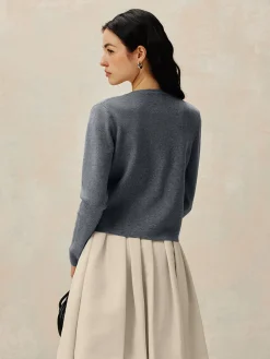 Online Crew Neck Button Knit Cardigan Cardigans|Sweaters & Cardigans