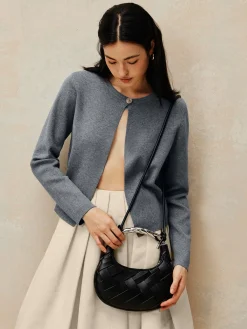 Online Crew Neck Button Knit Cardigan Cardigans|Sweaters & Cardigans