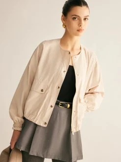 Discount Crew Neck Button Thin Jacket Outerwear|Jackets