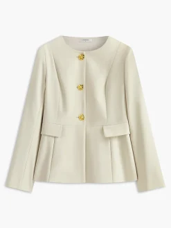 Crew Neck Camellia-Button Blazer Blazers|Outerwear