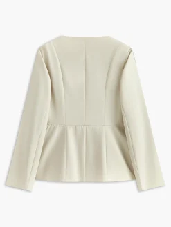 Crew Neck Camellia-Button Blazer Blazers|Outerwear