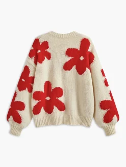 Online Crew Neck Flower Mechanism Knitting Top Sweater Tops|Sweaters & Cardigans