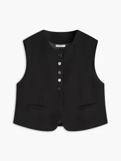 Clearance Crew Neck Irregular-Button Vest Outerwear|Vests