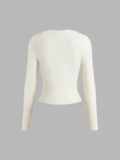 Crew Neck Long Sleeve Cardigan Cardigans|Sweaters & Cardigans