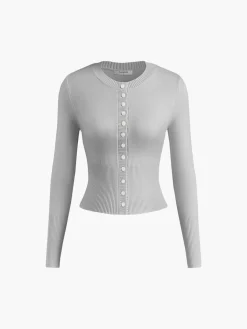 Crew Neck Long Sleeve Cardigan Cardigans|Sweaters & Cardigans