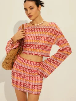 Crew Neck Long Sleeve Skirt Set Skirt Sets|Long Sleeve Sets