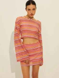 Crew Neck Long Sleeve Skirt Set Skirt Sets|Long Sleeve Sets