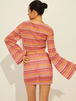 Crew Neck Long Sleeve Skirt Set Skirt Sets|Long Sleeve Sets