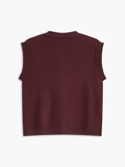 Clearance Crew Neck Metal Button Sweater Vest Sweater Vests|Sweaters & Cardigans