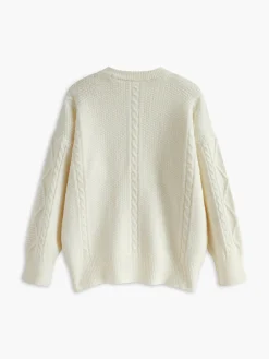 New Crew Neck Plain Cable Sweater Sweater Tops|Sweaters & Cardigans
