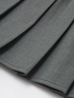Hot Crew Neck Pleated Zipper Plain Dress Casual Dresses|Work Dresses