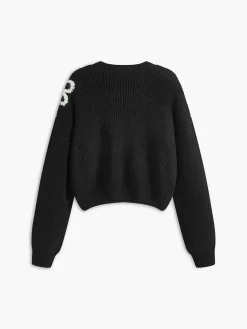 Sale Crew Neck Ribbed Floral Knit Top Sweater Tops|Sweaters & Cardigans