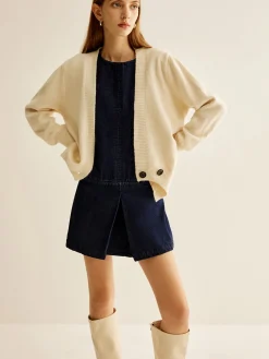 New Crew Neck Sleeveless Denim Dress Casual Dresses|Work Dresses