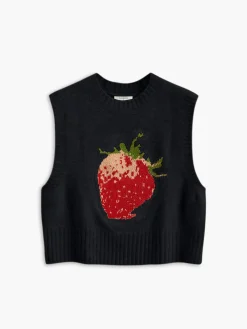 Outlet Crew Neck Strawberry Sweater Vest Sweater Vests|Sweaters & Cardigans