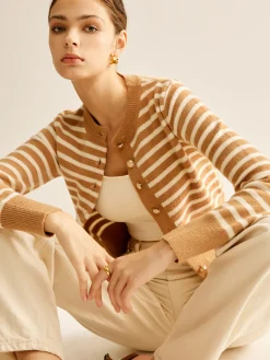 Clearance Crew Neck Striped Corset Cardigan Cardigans|Sweaters & Cardigans