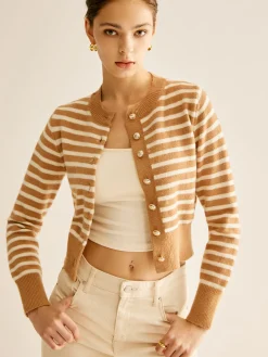 Clearance Crew Neck Striped Corset Cardigan Cardigans|Sweaters & Cardigans
