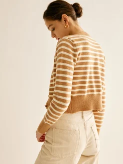 Clearance Crew Neck Striped Corset Cardigan Cardigans|Sweaters & Cardigans
