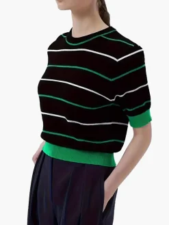 Best Crew Neck Striped Knit Top Sweater Tops|Sweaters & Cardigans