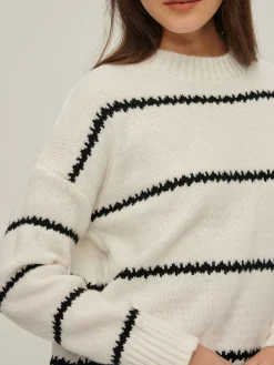 Discount Crew Neck Striped Pullover Sweater Sweater Tops|Sweaters & Cardigans