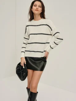 Discount Crew Neck Striped Pullover Sweater Sweater Tops|Sweaters & Cardigans