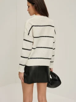Discount Crew Neck Striped Pullover Sweater Sweater Tops|Sweaters & Cardigans
