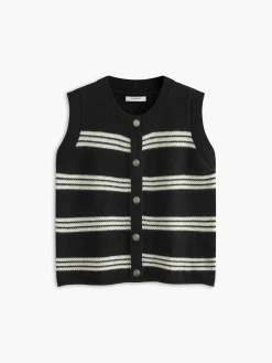 Hot Crew Neck Striped Sweater Vest Sweater Vests|Sweaters & Cardigans