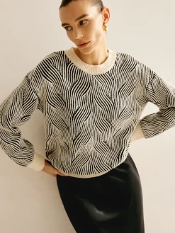 Sale Crew Neck Two Tone Sweater Sweater Tops|Sweaters & Cardigans