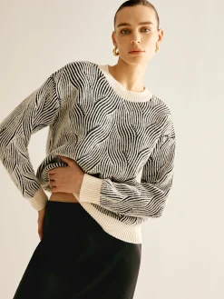 Sale Crew Neck Two Tone Sweater Sweater Tops|Sweaters & Cardigans