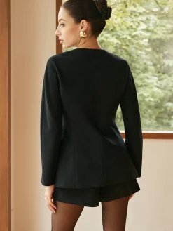 Hot Crew Neck Zipper Blazer Outerwear|Blazers