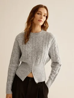 Sale Crew Neck Zipper Design Sweater Sweater Tops|Sweaters & Cardigans
