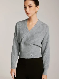 Best Criss Cross Button Cinched Sweater Sweater Tops|Sweaters & Cardigans