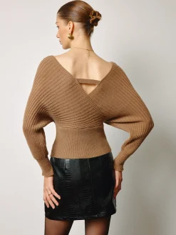 Best Criss Cross Cinched Waist Sweater Knitwear|Tops