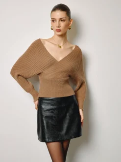 Best Criss Cross Cinched Waist Sweater Knitwear|Tops
