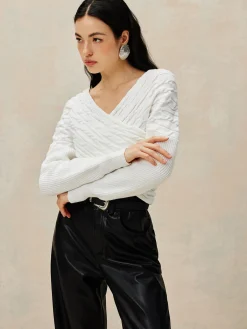 New Criss Cross Crop Knit Top Sweater Tops|Sweaters & Cardigans