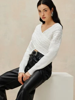 New Criss Cross Crop Knit Top Sweater Tops|Sweaters & Cardigans