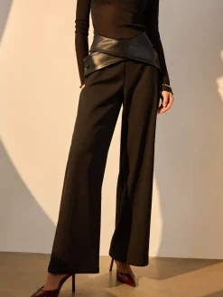 Best Criss Cross Faux Leather Panel Pants Pants|Bottoms