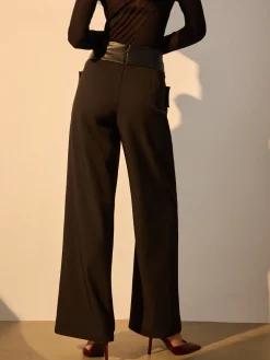 Best Criss Cross Faux Leather Panel Pants Pants|Bottoms