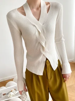 Clearance Criss Cross Halter Sweater Sweater Tops|Sweaters & Cardigans