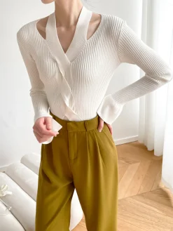 Clearance Criss Cross Halter Sweater Sweater Tops|Sweaters & Cardigans