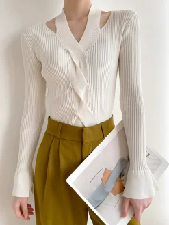 Clearance Criss Cross Halter Sweater Sweater Tops|Sweaters & Cardigans