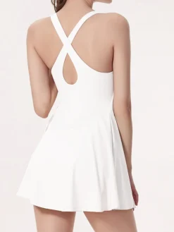 Online Criss Cross Jersey Active Dress White Dresses|Activewear