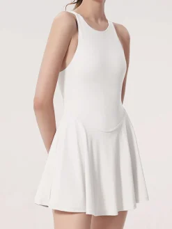 Online Criss Cross Jersey Active Dress White Dresses|Activewear