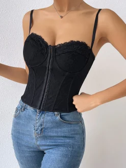 New Criss Cross Lace Cami Top Tank Tops & Camis