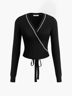New Criss Cross Lace Up Sweater Sweater Tops|Sweaters & Cardigans